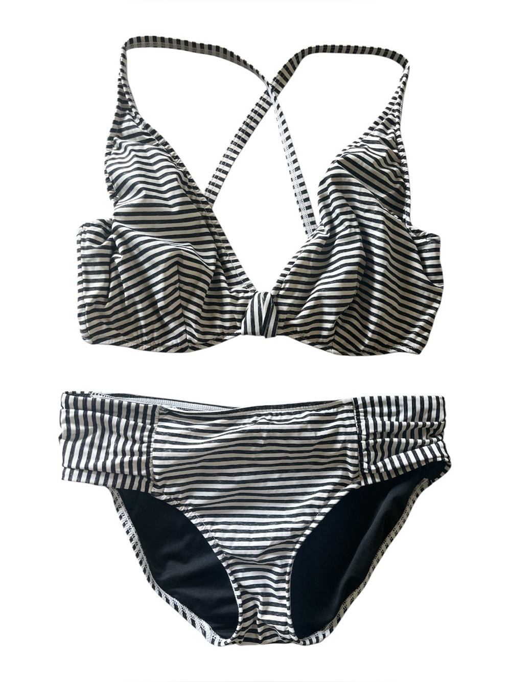 Seafolly Black and White Striped Bikini Set